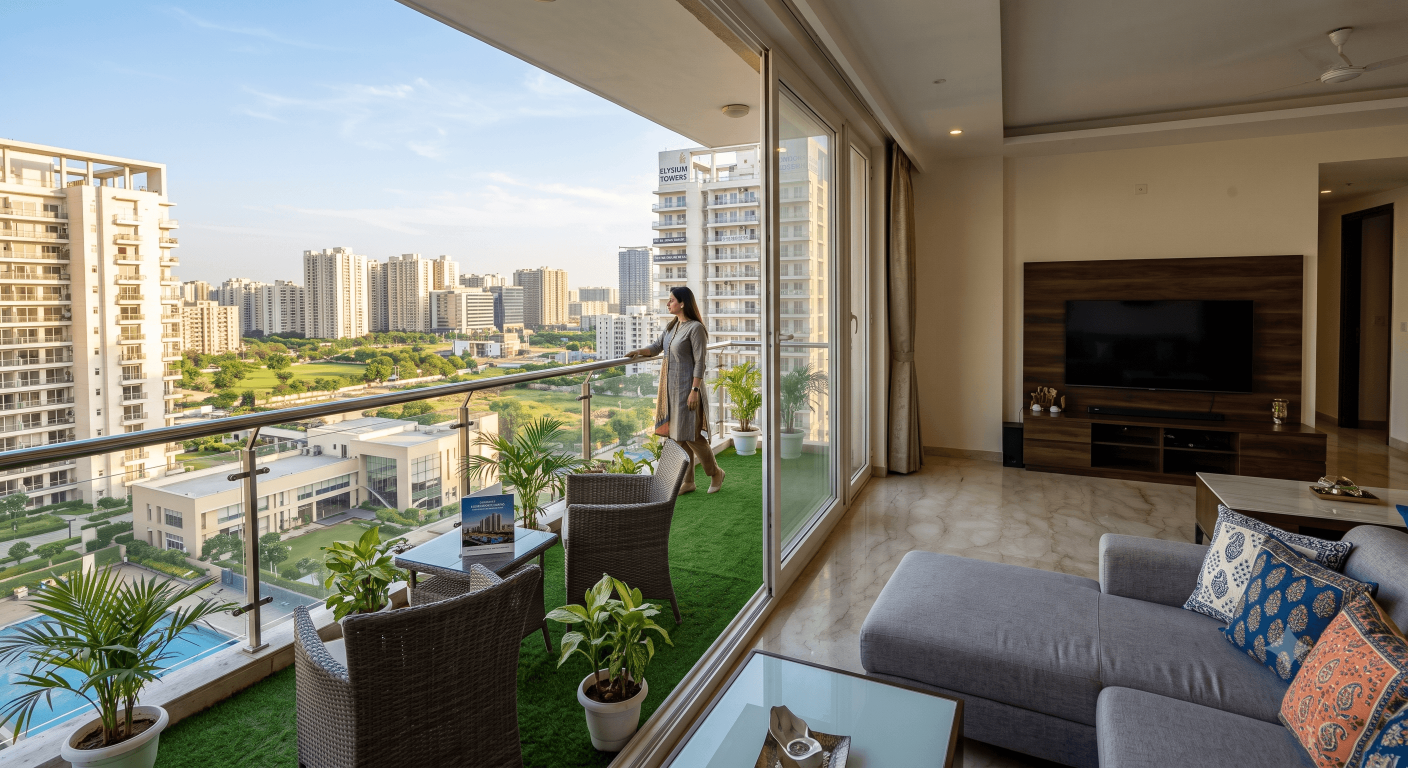 Luxury apartment balcony view