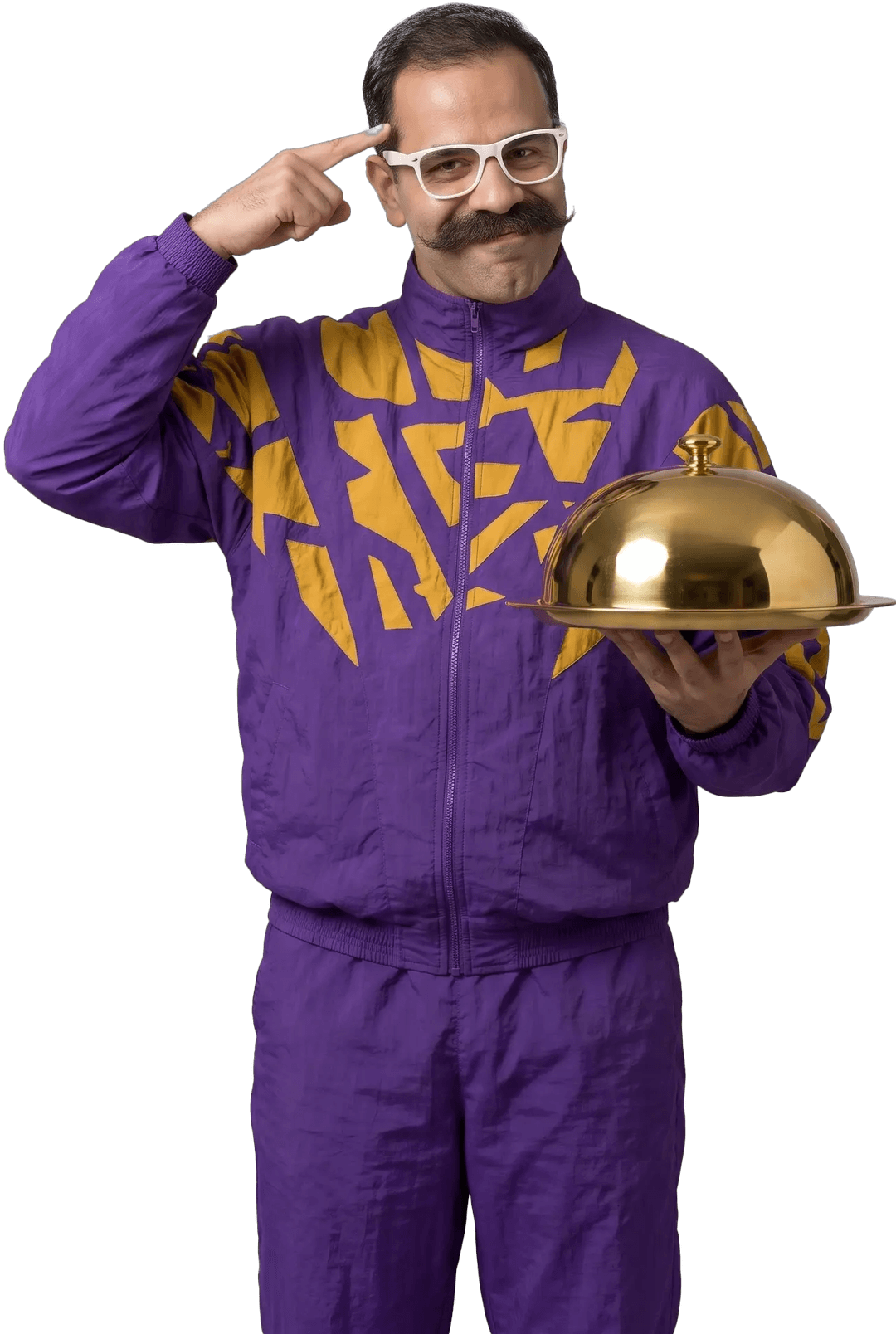 Brandaddy mascot holding golden platter - The Momentum Engine