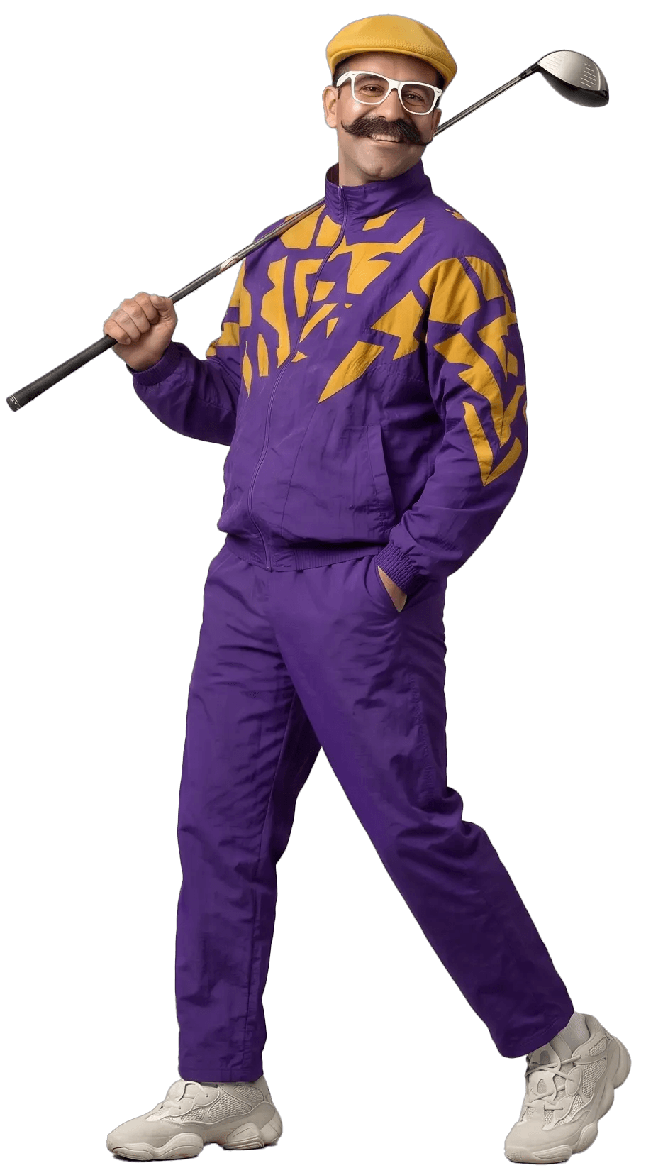 Brandaddy mascot holding golf club