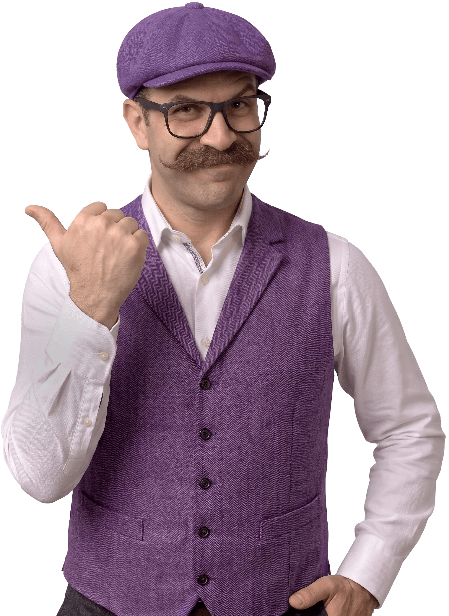 Brandaddy mascot pointing thumb